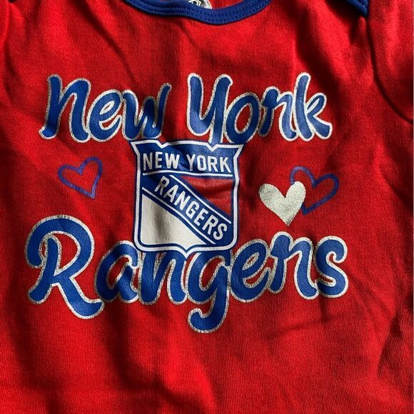 New York Rangers Hockey Baby Onsie Ruffle Sleeves Red Blue New - Picture 4 of 6